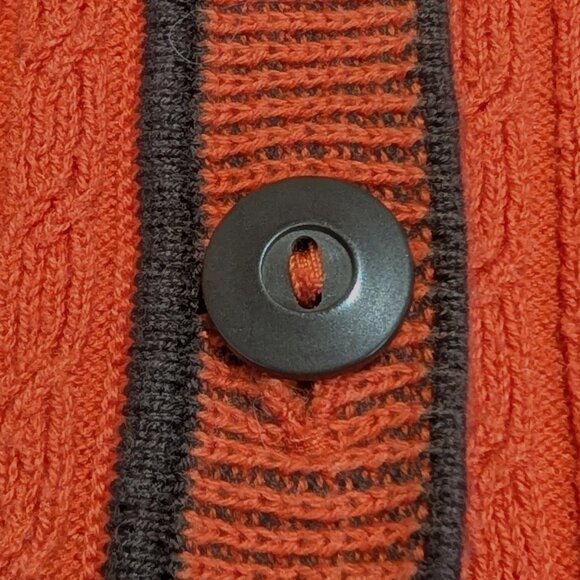 Liz Claiborne orange/red cardigan with brown accents, size M - Picture 6 of 14